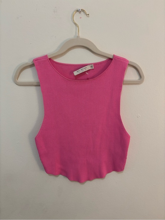 Bec & Bridge Tops - Bec & Bridge Bright Pink Ribbed Crop Tank